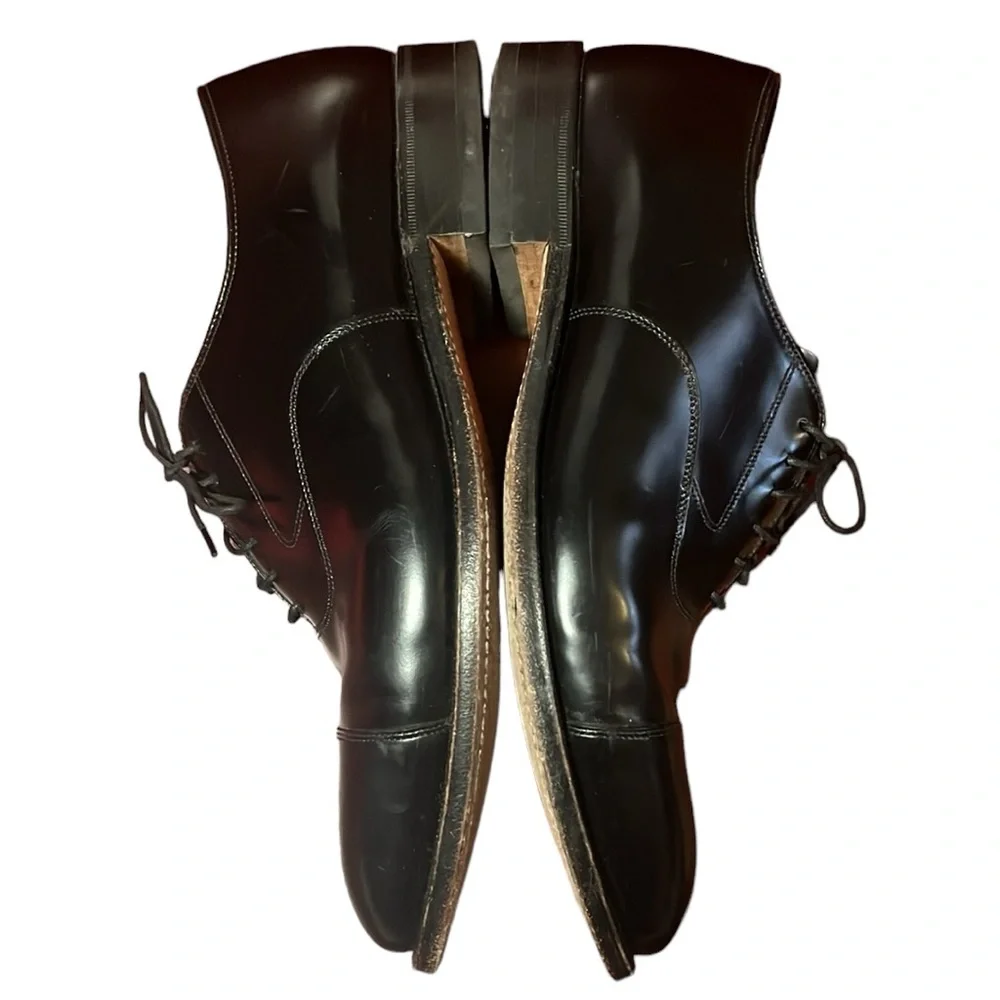 Johnston & Murphy Size 10 Black Dress Melton Cap Toe Shoes